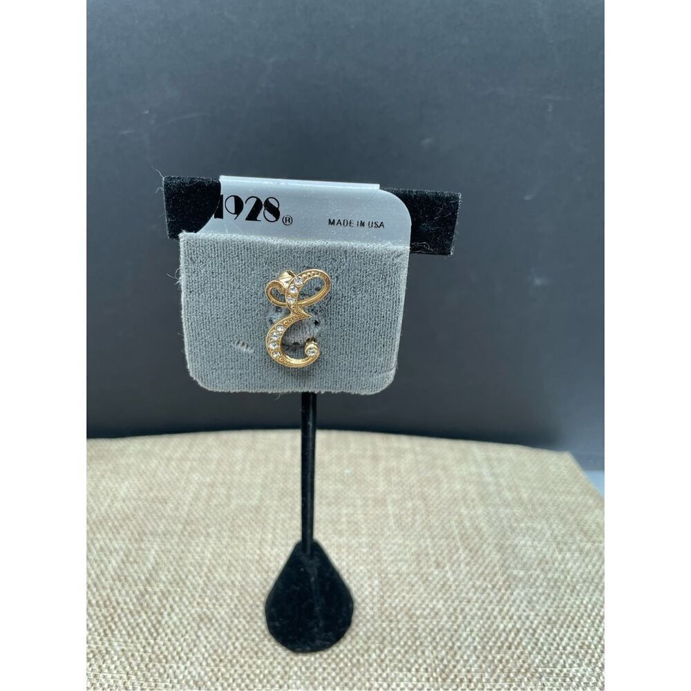 1928 Brand Brooch Pin Letter E with Rhinestones